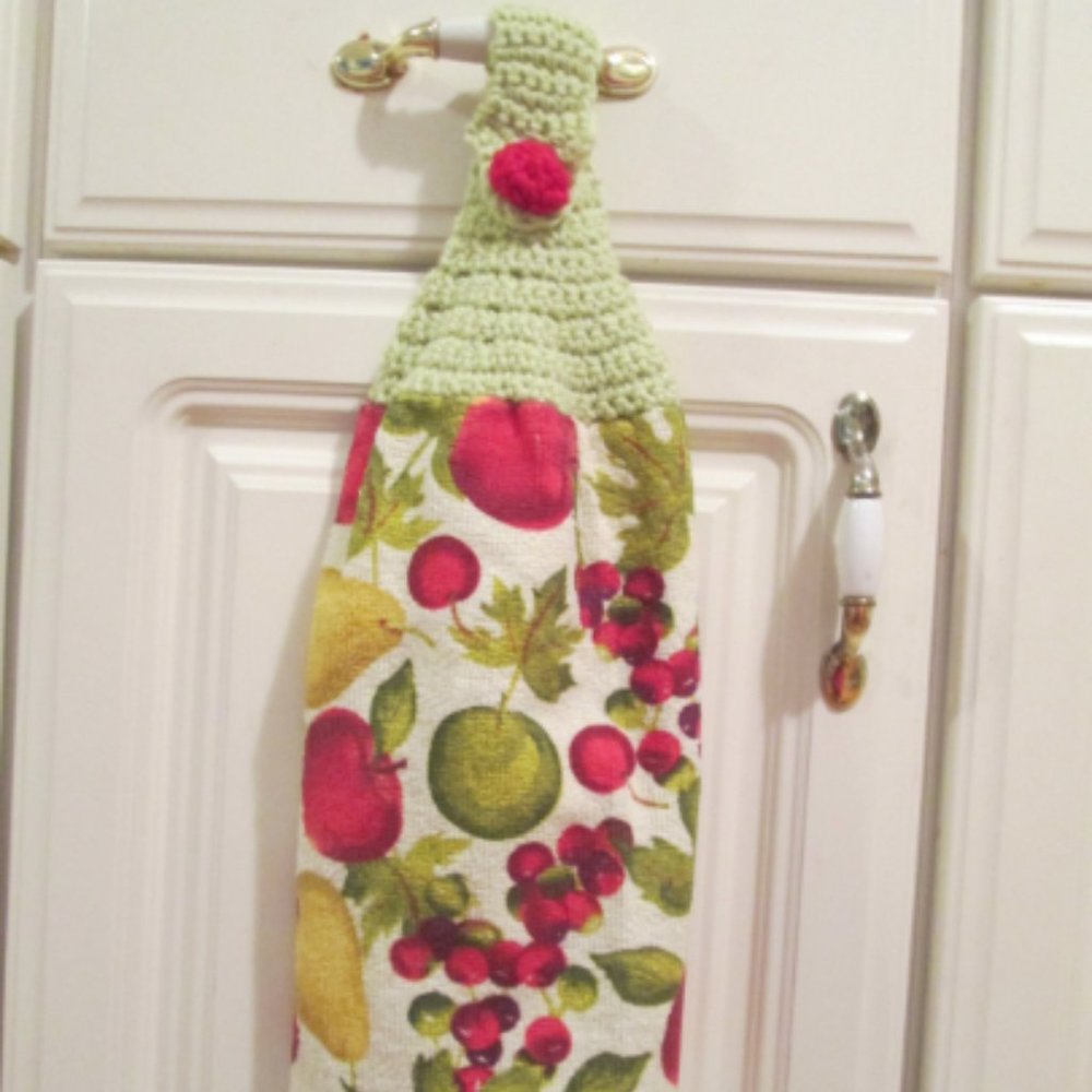 Crochet-topped Tea Towel/Dish Towel